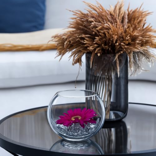 WGVi Clear Glass Tea Light Votive Candle Holder, Width 3", Height 2.5", Small Globe Bubble Bowl Round Vase, Tabletop Décor Container Terrarium, 1 Piece