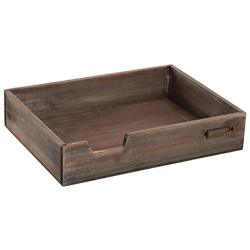 MyGift Distressed Brown Vintage Wood Paper Tray, Office Desktop Document, File Folder, Magazine Holder Tray - color: Dark Brown