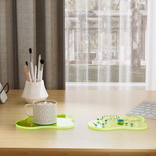 Acrylic Coaster for Desk, Clear Bar Drink Coaster, Clear Cloud Shape Coffee Cup Coaster, Perfect for Tabletop Protection and Accessories Display. - color: Fluorescent Green