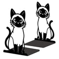 Peacoblue Metal Bookends for Shelves, Modern Decorative Heavy Duty Study Book Ends Stoppers for Office, Desk, Shelf, Room 5.3"x4.3"x7.9" Cast Iron Simple Tall Bookends 1 Pair (Siamese Cat) - style: Siamese Cat