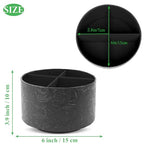 lizimandu Round Leather Art Supply Organizer,Remote Control Holder,360 Degree Spinning,Multi-Functional Pencil Holder,4 Compartments Desktop Stationary Organizer(1-Black2) - color: 1-Black2