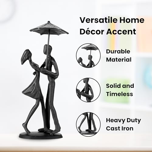 Sculptures Home Decor Couple Statue - Hand Crafted Sculptures for Living Room Romantic Figurines for Couple Metal Sculpture Art,Passionate Love Ornament for Valentines - style: Couple Statue Under Umbrella