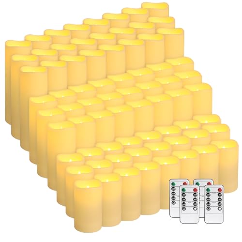 72-Pack LED Flameless Candles with Remote Control - Perfect for Home, Parties, and Special Occasions - Create a Magical Ambiance Effortlessly(Three Sizes) - color: 4-Ivory-72