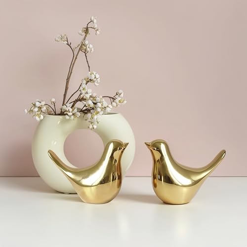 Small Animal Statues 2 Pack, Home Decor Modern Style, Decorative Ornaments for Living Room, Bedroom, Office Desktop, Cabinets, Gold - color: Gold