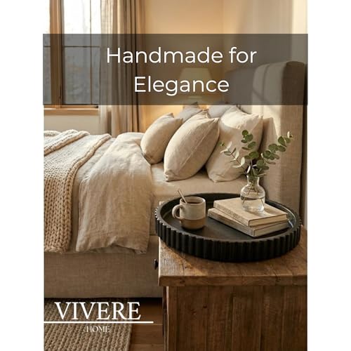 13-Inch Round Coffee Table Tray - Concrete bandejas decorativas Round White Decorative Tray for Coffee Table Decor - Table Centerpieces Kitchen Island Trays Decorative Trays - Dining Room Tray Black - color: Black