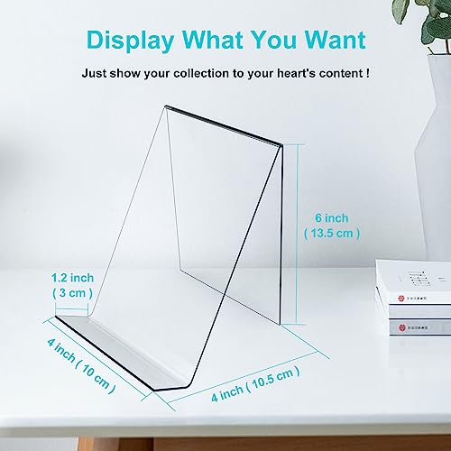 Boloyo Acrylic Book Stand Without Ledge,6 Inch 10PC Clear Acrylic Display Easel Transparent Display Stand Holder Tablet Holder for Displaying Pictures,Books,Artworks, CDs - size: 10PC