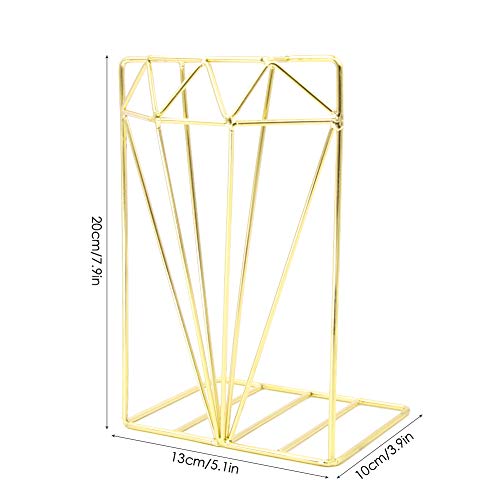 Winterworm Metal Bookends Book Ends Heavy Duty Modern Decorative for Bedroom Library Office School Book Display Desktop Organizer Gift (Diamond Gold) - color: Diamond Gold