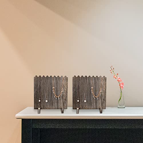 Ikee Design Set of 2 Wood Necklace Jewelry Display Stand for 8 Necklaces, Necklace Display Holder Organizer, Coffee Color - color: Coffee