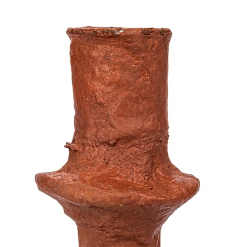 Creative Co-Op Round Dcorative Handmade Paper Mache Taper Holder, Terra-Cotta
