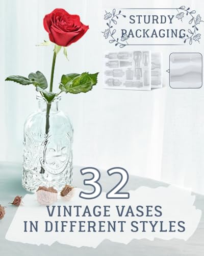 Yirilan Bud Vases Set of 32 PCS, Small Flower Vases for Table Centerpieces, Mini Vases for Single Stem Flowers, Glass Vases for Centerpieces, Wedding & Home Decor, Clear - size: 32 pcs