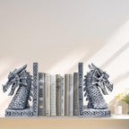 Dragon Bookends for Shelves Set of 2 - Heavy Book Ends Book Supports for Shelves - 4.15 "x 3.25 "x7 Unique Dragon Design Grey（10 Inch - color: Gray
