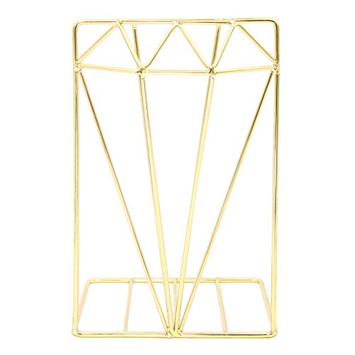 Winterworm Metal Bookends Book Ends Heavy Duty Modern Decorative for Bedroom Library Office School Book Display Desktop Organizer Gift (Diamond Gold) - color: Diamond Gold