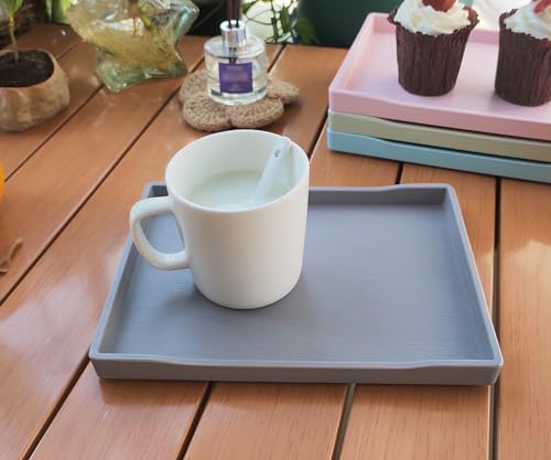 Small Gray Serving Tray (8.5 x 6.3 inch) for Serving Accessory, Spa, Coffee, Drinks, Wine, Tea, Bar, Party, Seasoning, Perfume or Display Use. - color: Gray-1 Tray, size: 8.5" x 6.3" x 0.8"
