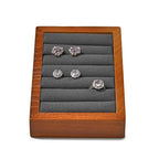 Oirlv Solid Wood Ring Tray Display Stand Slotted Jewelry Ring Showcase Display Jewelry Organizer Jewelry Holder for Trade Showcase(grey) - color: Wood grey