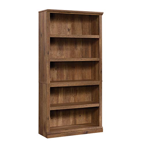 Sauder 5 Tier Book Shelf Wooden Bookcase Multipurpose Bookshelf for Home Office, Living Room, in Vintage Oak - color: Vintage Oak