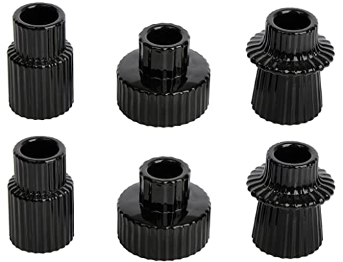 Vixdonos Taper Glass Candlestick Holders Tealight Candle Holders for Table Centerpieces, Wedding Decor and Dinner Party (6 Pcs, Black) - color: Black, size: 6 Pcs