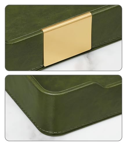 10.2" x 6.7" Nightstand Organizer Tray with Gold Accent, Decorative Valet Trays Cologne Organizer for Men, Key Bowl Perfume Trinket Tray for Dresser Bedside Entryway Table (Olive Green) - color: Olive Green