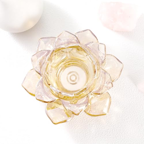 GOLDEAL Lotus Tealight Candle Holders,Set of 4,Gold Glass,Tea Light Holders,Votive Candle Holders Bulk,Pillar Candle Holder for Wedding Party,Baby/Bride Shower Party,Bathroom,Home Table Centerpieces - color: Gold
