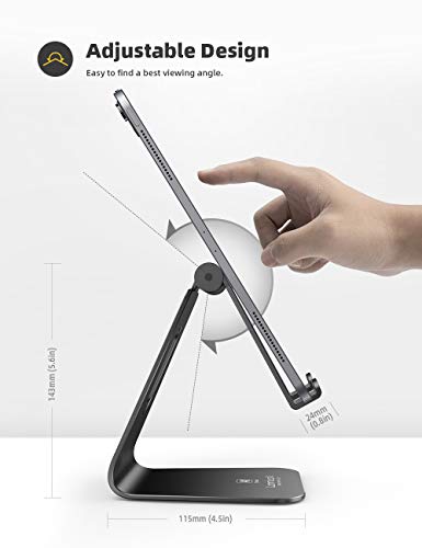Lamicall Tablet Stand, Tablet Holder for Desk - Multi-Angle Adjustable Tablet Desktop Dock Gifts, Compatible with iPad Pro 11, 12.9, Air, Mini, Fire HD, Galaxy Tab, and Other 4-13" Tablets, Black - color: Black