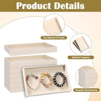 12 Pack Velvet Jewelry Trays, Stackable Jewelry Drawers 8.3x5x1inches Storage Trays for Display Beads Bracelets Necklaces Ring Earrings (Beige)