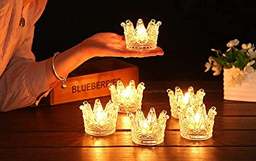 Vixdonos Crown Glass Tealight Candle Holder Set of 12 Clear Votive Candle Holders for Wedding, Party and Home Decor - color: Clear, size: 12PCS