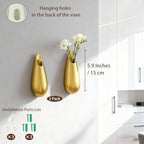 Sculptural Wall Ceramic Vase — 2 Pack Gold Hanging Sconce Vase | Turn Flowers into Art — Decorative Ceramic Wall Sconce for Single Stem Displays - size: 2pcs-Small