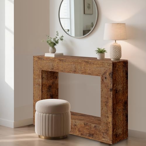 GarveeTech 47" Console Table for Entryway, Narrow Sofa Table Behind Couch, Wood Hallway Entry Table with Storage Shelf, Vintage Accent Table for Living Room, Foyer - color: Brown-47 Inches