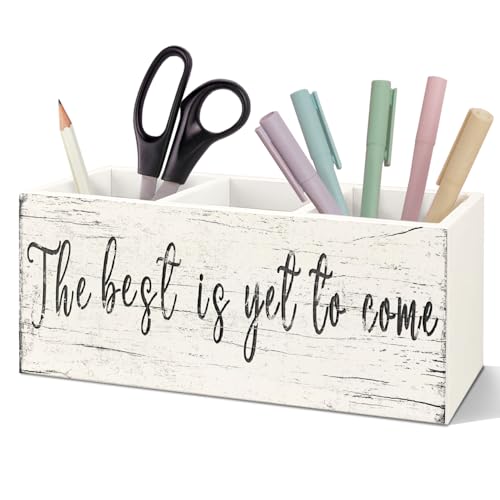 SNNDER the Best is Yet to Come Inspirational Pen Holder, Motivational Desk Decor, Positive Gifts Acrylic Pen Pencil Holder Organizer for Home Office Desk Accessories - color: the Best is Yet to Come