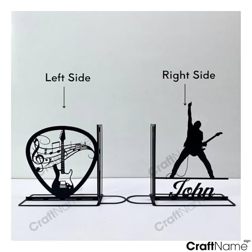 Custom Electric Guitar Bookends for Shelves Decorative, Guitarist Bookshelf Holder, Guitar Book Ends Metal Art, Guitar Book Stopper for Heavy Books - color: Design 07
