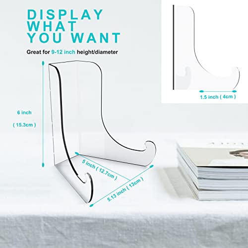 Boloyo Flat Back Acrylic Plate Display Stand , 6 Inch 5PC Clear Acrylic Display Holder Easel Base for Home Office Kitchen School Art Display - color: Flat Back, size: 6 inch(5PC)