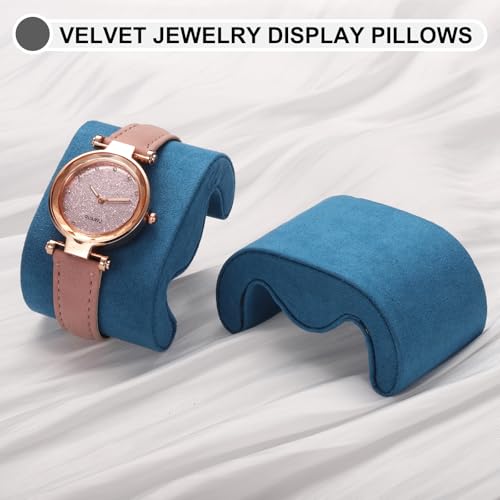 uxcell 2pcs Watch Case Pillows, M Shaped Watch Display Pillow Velvet Watch Cushion Replacement for Watch Bracelet Display Storage Blue - color: Blue