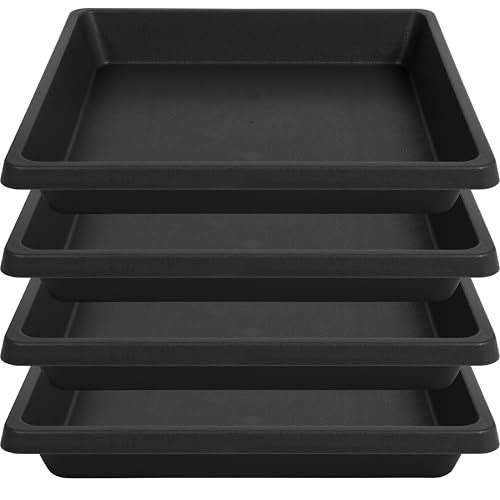 Square Plant Saucer 8 Inch 4 Pack 6 10 12 14 16 18 20 inch, Saucers for Potted Plants and Water Catcher Tray, Plant Drip Trays and Flower Pot Saucers, Plant Saucers for Indoors and Outdoors - color: Black, size: 8"(4Pack)