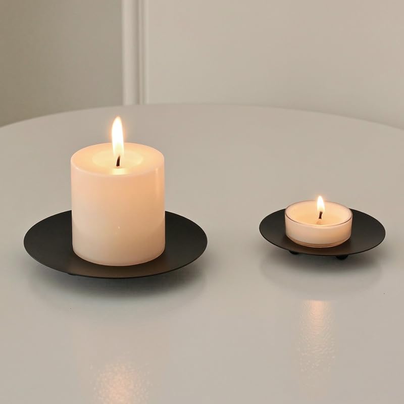 Black Nordic Creative Iron Candle Tray, Modern Minimalist Home Decor Centerpiece, Tabletop Candle Holder