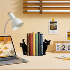 Peeping Cat Bookends Set of - Metal Decorative Book Ends for Shelves with Peekaboo Design, Gift for Cat Lovers, Home Office Desk & Bookshelf Decor