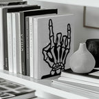 Peacoblue Metal Bookends for Shelves, Modern Decorative Heavy Duty Study Book Ends Stoppers for Office, Desk, Shelf, Room 5.3"x4.3"x7.9" Cast Iron Simple Tall Bookends 1 Pair (Skeleton Hand) - style: Skeleton Hand
