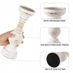 CedarLux Rustic Pillar Candle Holder, 11 Inch White Wooden Candlestick Holders, Farmhouse Candle Stands for Pillar Candle, Decorative Wood Candlestick Holders for Living Room, Table Centerpiece - size: 11"H