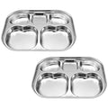 Korean Stainless Steel Divided Plates for Toddlers, Kids, Babies, Premium 304, Electro-Polished, No Black Residue, BPA-Free, 5-Compartment Food Tray, Camping, Picky Eaters, Set of 2 - size: 5 Compartments