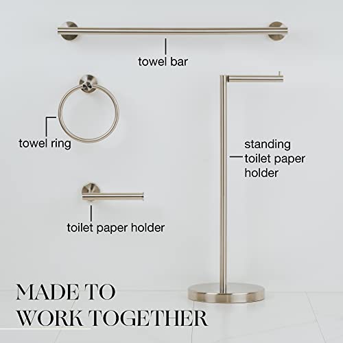 Marmolux Acc - Free Standing Toilet Paper Holder Stand Brushed Steel Finish 1pc - Storage for 4 Rolls of Toilet Tissue SUS 304 Stainless Steel Bathroom - Toilet Holder - color: Steel Brushed