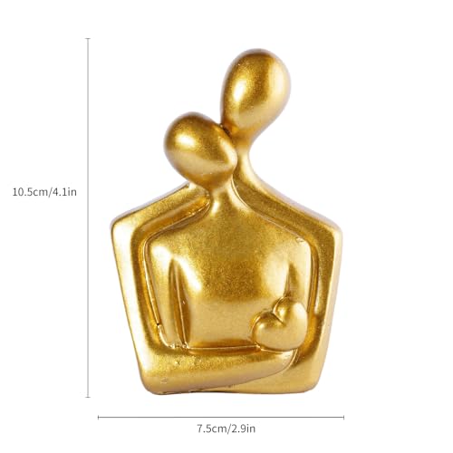 Abstract Couple Sculptures Statues for Home Decor Resin Love Statue Modern Tv Stand Decor Small Decor for Shelves Romantic Bedroom Decor for Couples, Gold - color: Gold