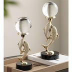 Statue Decorations Modern Light Luxury Crystal Dolphin Shape Home Furnishings Living Room Wine Cabinet Desktop Decoration Home Decor Object(Small) - size: Small
