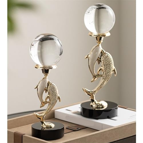 Statue Decorations Modern Light Luxury Crystal Dolphin Shape Home Furnishings Living Room Wine Cabinet Desktop Decoration Home Decor Object(Small) - size: Small