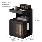 Black Side Table,Modern end Table for Sofa & Couch,3-Tier Metal nightstand,Small Bedside Table with Storage for Bedroom,Living Room,Small Space.No Assembly Required - color: Black