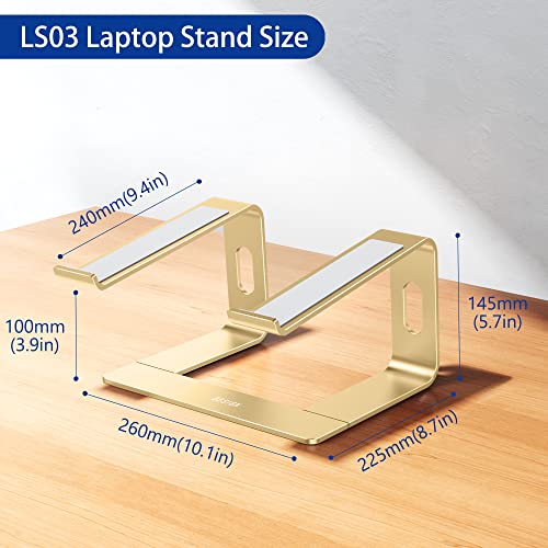 BESIGN LS03 Aluminum Laptop Stand, Ergonomic Detachable Computer Stand, Riser Holder Notebook Stand Compatible with Air, Pro, Dell, HP, Lenovo More 10-15.6" Laptops, Gold - color: F-Gold