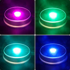 LED Silver Display Base- Crystal Glass Art Statue Merchandise Display Stand- Multicolor Changing Light Display Stand Powered by 3 AAA Batteries （Pack of 2） - color: A-multicolor Light Silver Base