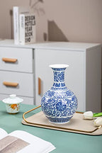 Blue and White Vase, Blue Vase, Chinoiserie Vase, Blue and White Ginger Jar Vase for Home Decor, Blue and White Porcelain Decor,9½"H - size: Blue 9.5"H