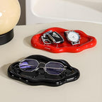 Ceramic Jewellery Dish Trinket Dish Jewelry Tray Cloud Shape Tray Perfume Tray Rings/Earrings/Bracelets/Watch/Keys Tray for Valentine's Day//Mother's Day/Birthday Gift (Black) - color: Black