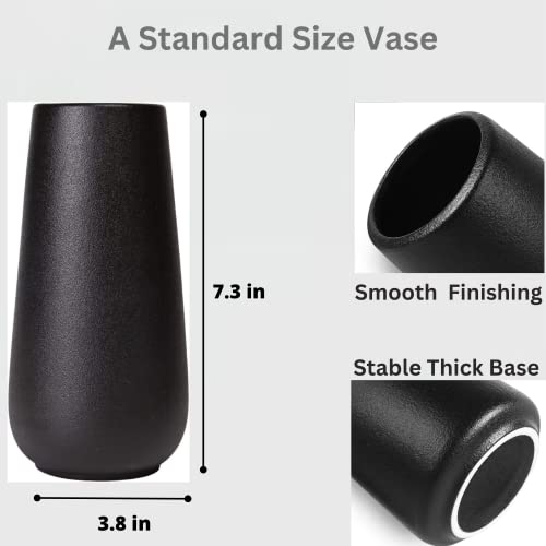 DECORPIA Premium Quality Black Ceramic flower Vase | Home Decor, Vases for Flowers, Farmhouse, Modern, Aesthetic, Bohemian, Pampas Vase