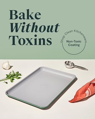 Caraway Non-Stick Ceramic Baking Sheet - Naturally Slick Ceramic Coating - Non-Toxic, PTFE & PFOA Free - Perfect for Baking, Roasting, and More - Medium (15" x 10") - Sage - color: Sage, size: Medium 10" x 15"