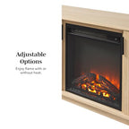 Walker Edison Arundo Reeded TV Stand with Fireplace & Storage, 70" Fireplace, Coastal Oak - color: Coastal Oak, size: 70" x 15.75" 23.75"
