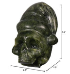 Nupuyai Natural Green Jade Skull with Santa Hat Statue for Home Office Decor, Healing Carved Stone Skeleton Head Figurine Collectible Sculpture for Christmas Halloween Reiki Healing Meditation - size: 3.85-4.05''